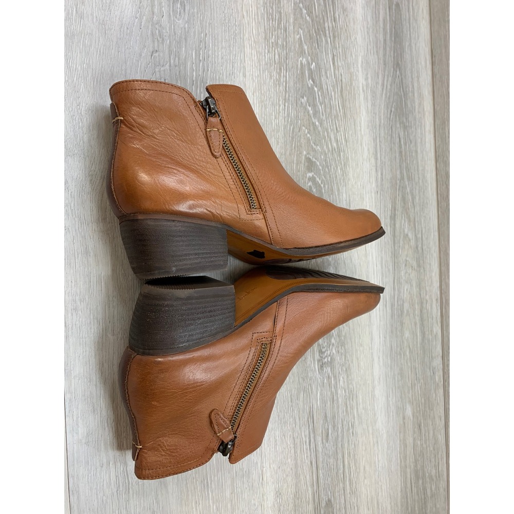 Clarks Women's Tan Brown Leather Ankle Boots Block Heel Zip Size 9.5 - Picture 5 of 10
